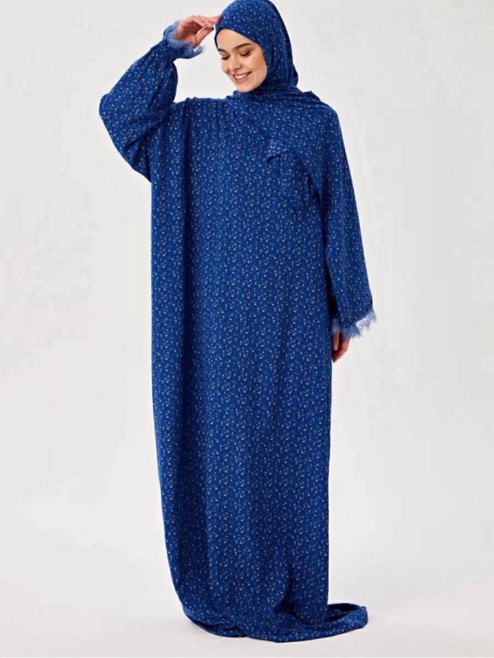 One-Piece Prayer Long Dress ( Hijab) one universal size (S-XL) Blue